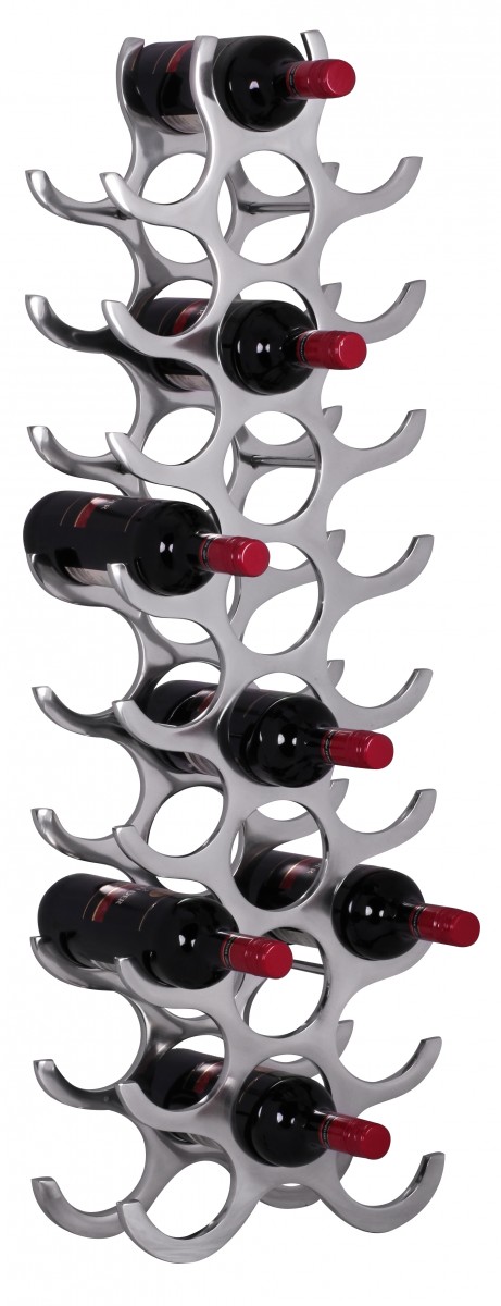 Wine rack design 98 cm for 27 bottles aluminium silver