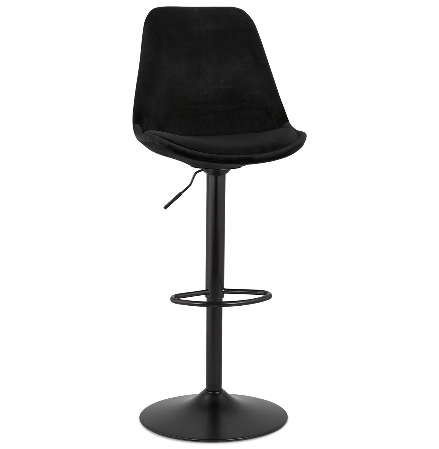 'MIKE' adjustable stool in black velvet and black foot