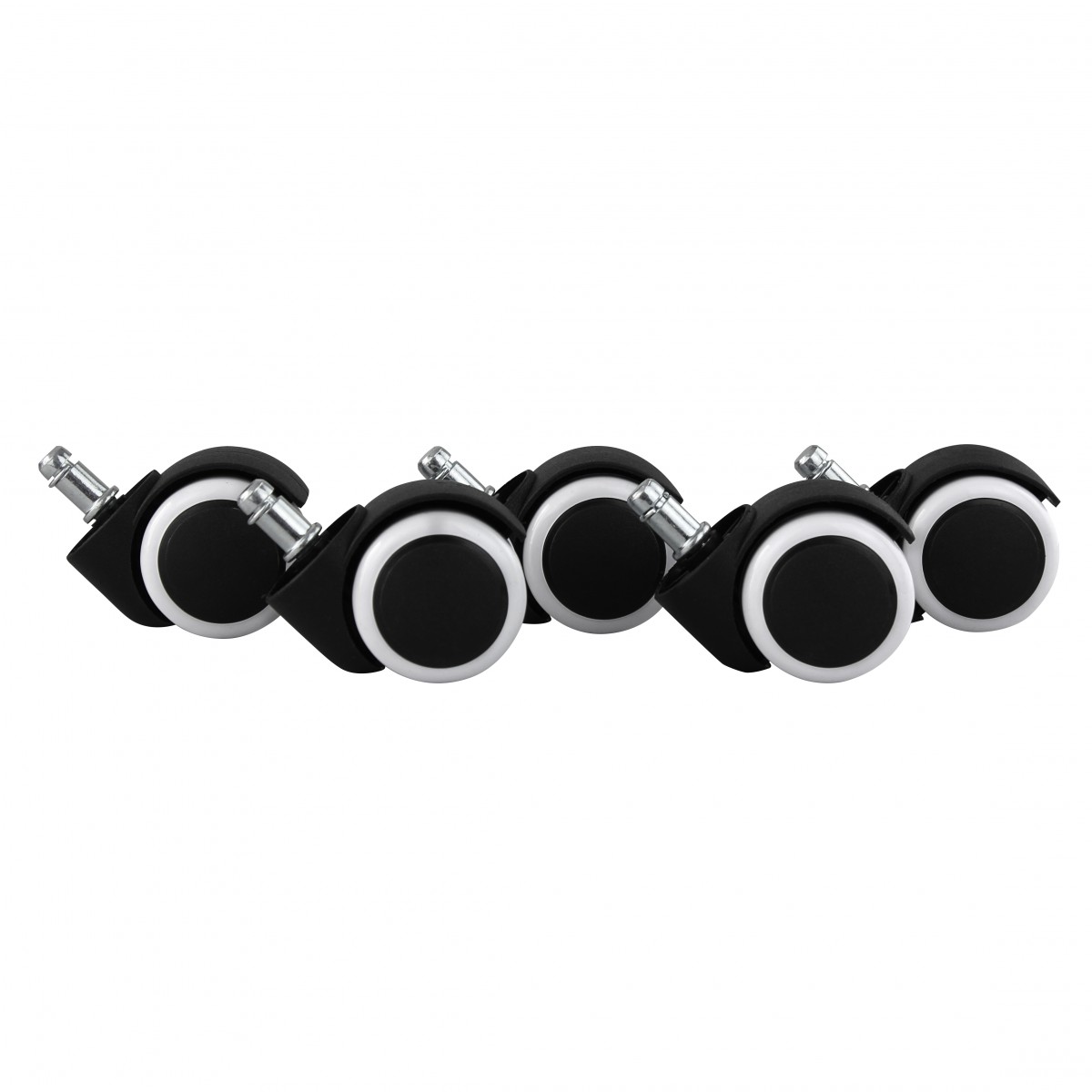 5er set braked castors for office chair black / white 11mm / 50mm diameter hard floor casters swivel castors