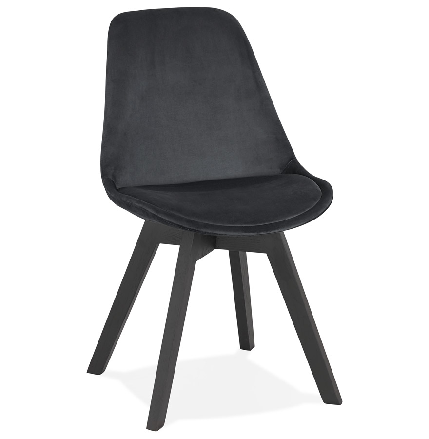 'JOE' black velvet chair with black wooden frame