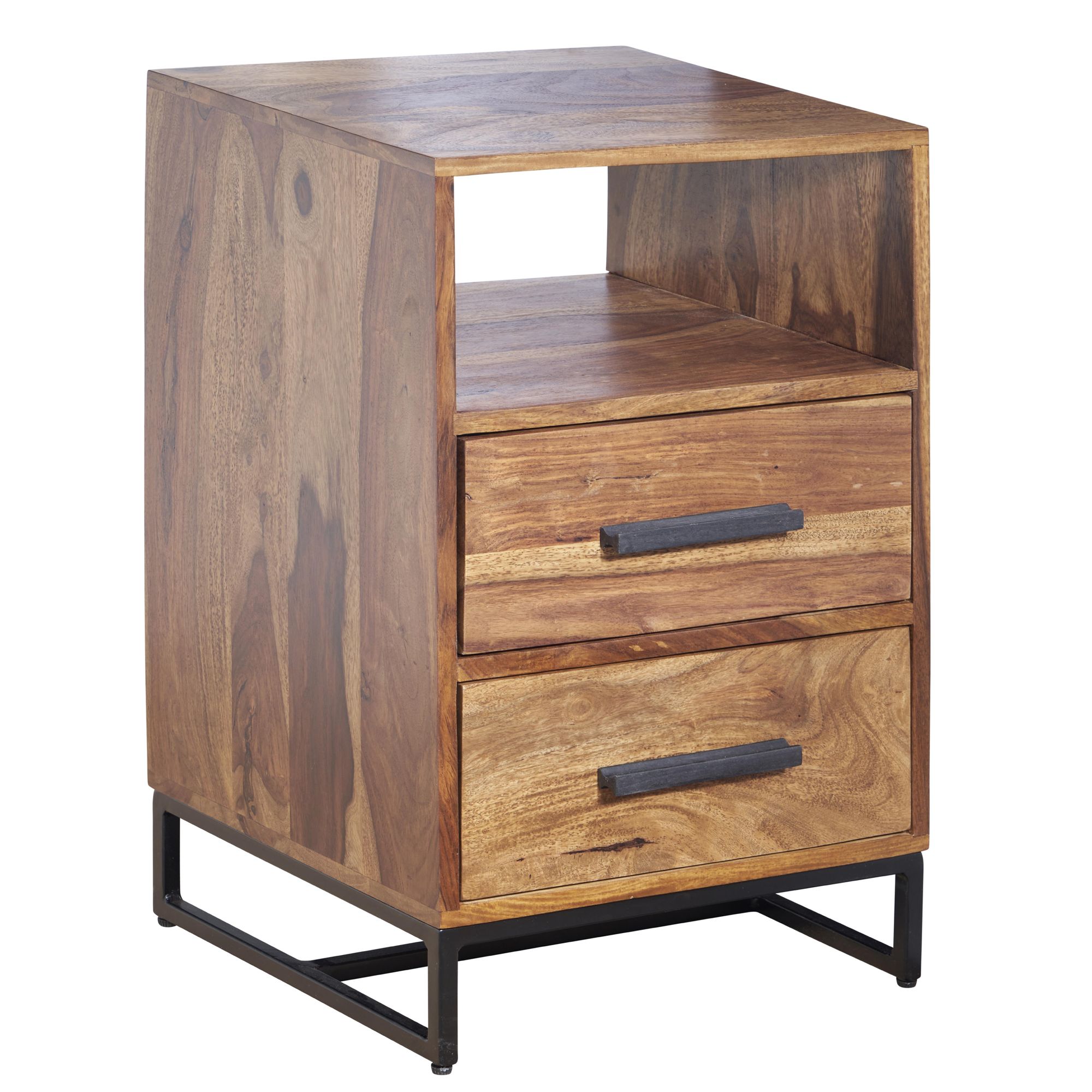 Bedside table solid sheesham wood / metal 40x35x66 cm bedside table box spring bed