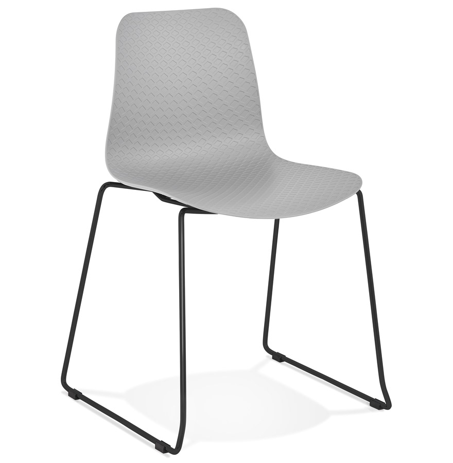 Grey 'EXPO' modern chair with black metal legs