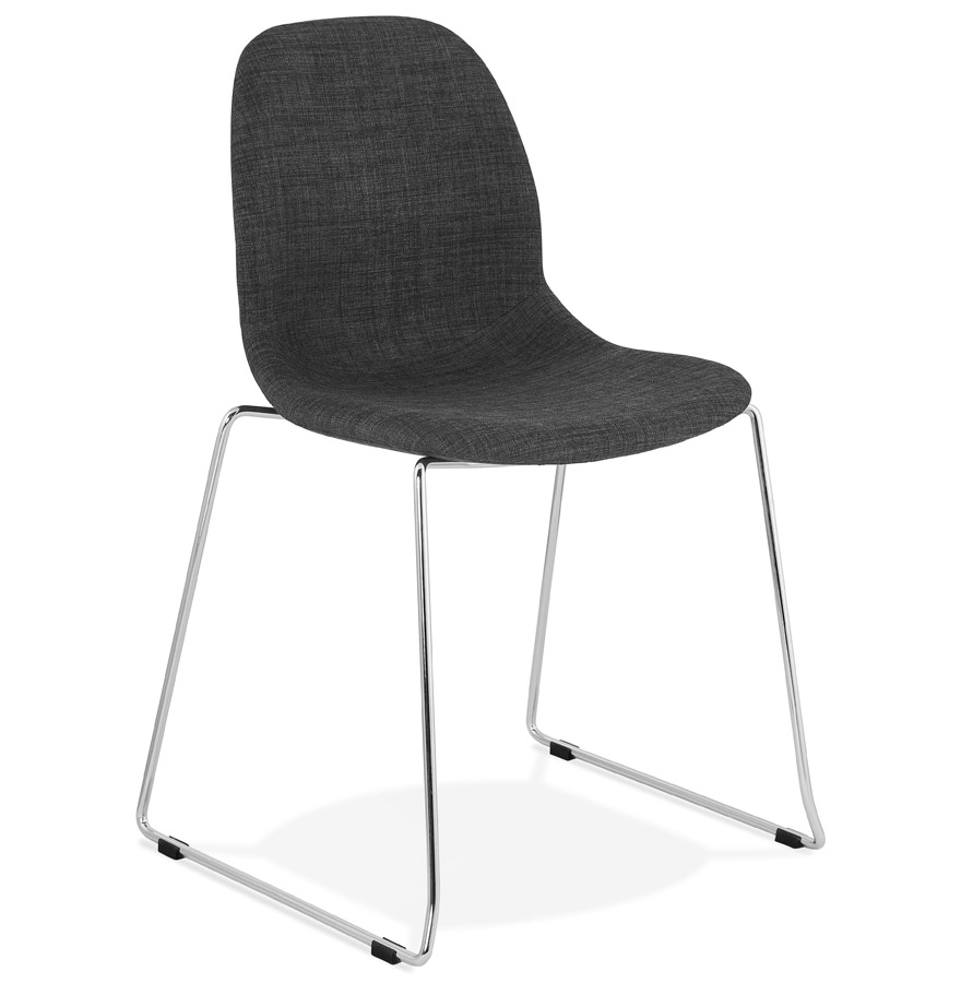 'DISTRIKT' designer chair in dark grey fabric with chrome-plated metal legs