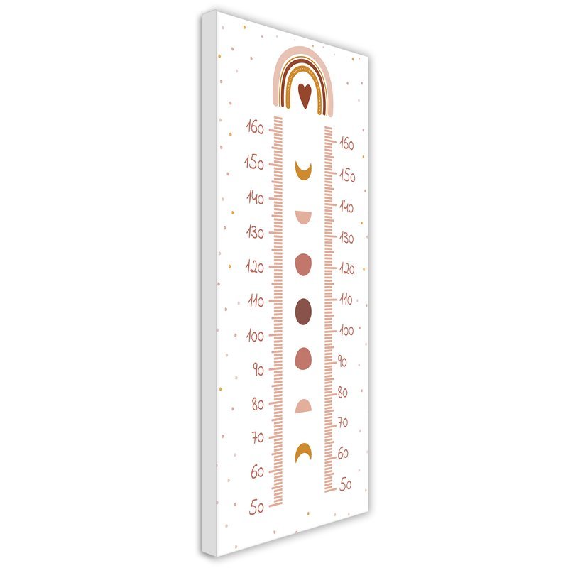 Frame with meter to measure the height of children of 40 cm made of mdf moon phases and rainbow