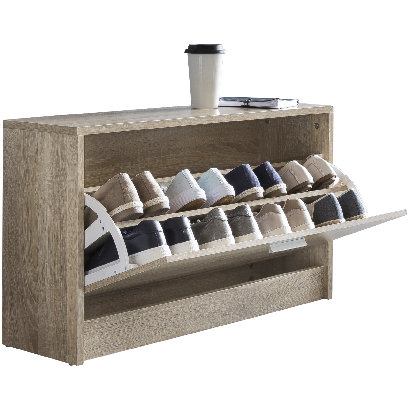 Rack zoey with seat sonoma oak shoe tipper wood 80 x 47 x 24 cm