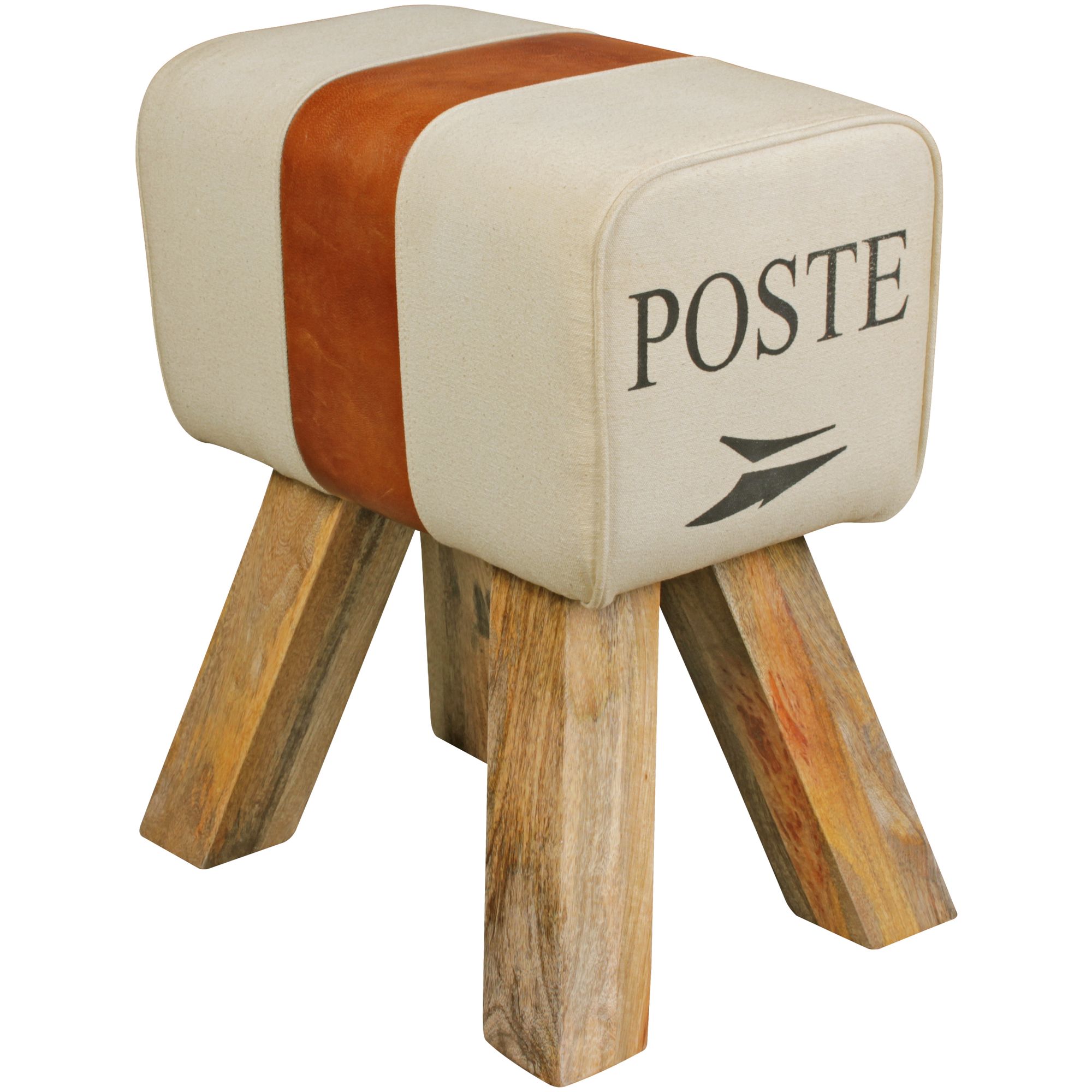 Design seat stool canvas brown 40 x 30 x 47 cm