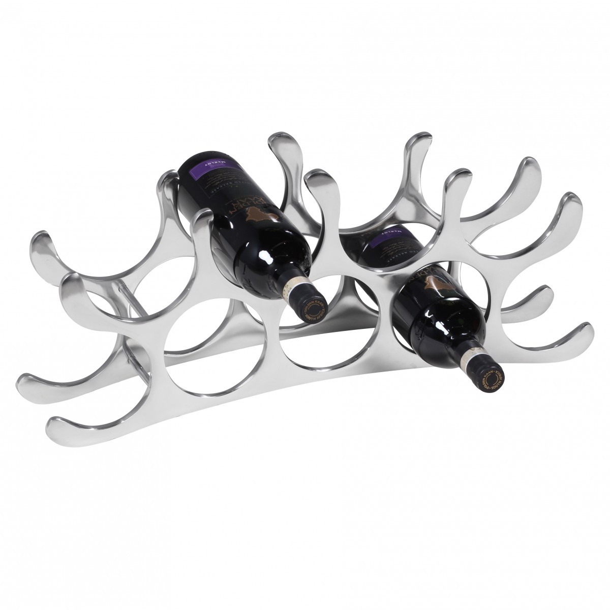 Design aluminum wine rack tondo 9 bottles in silver 55x20x12 cm