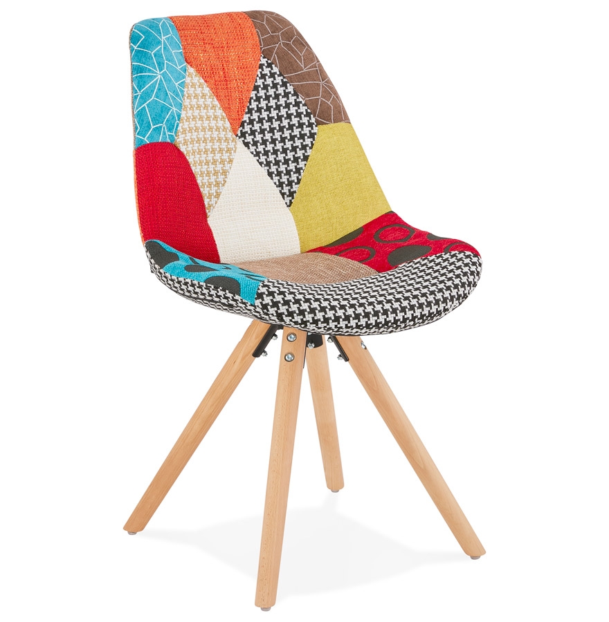 'LUCY' designer chair in patchwork-style fabric