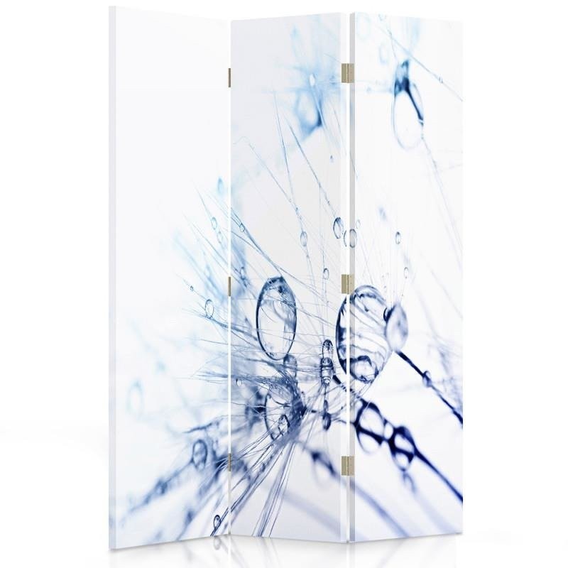 110 cm double-sided screen made of mdf and canvas with image of drops on a dandelion