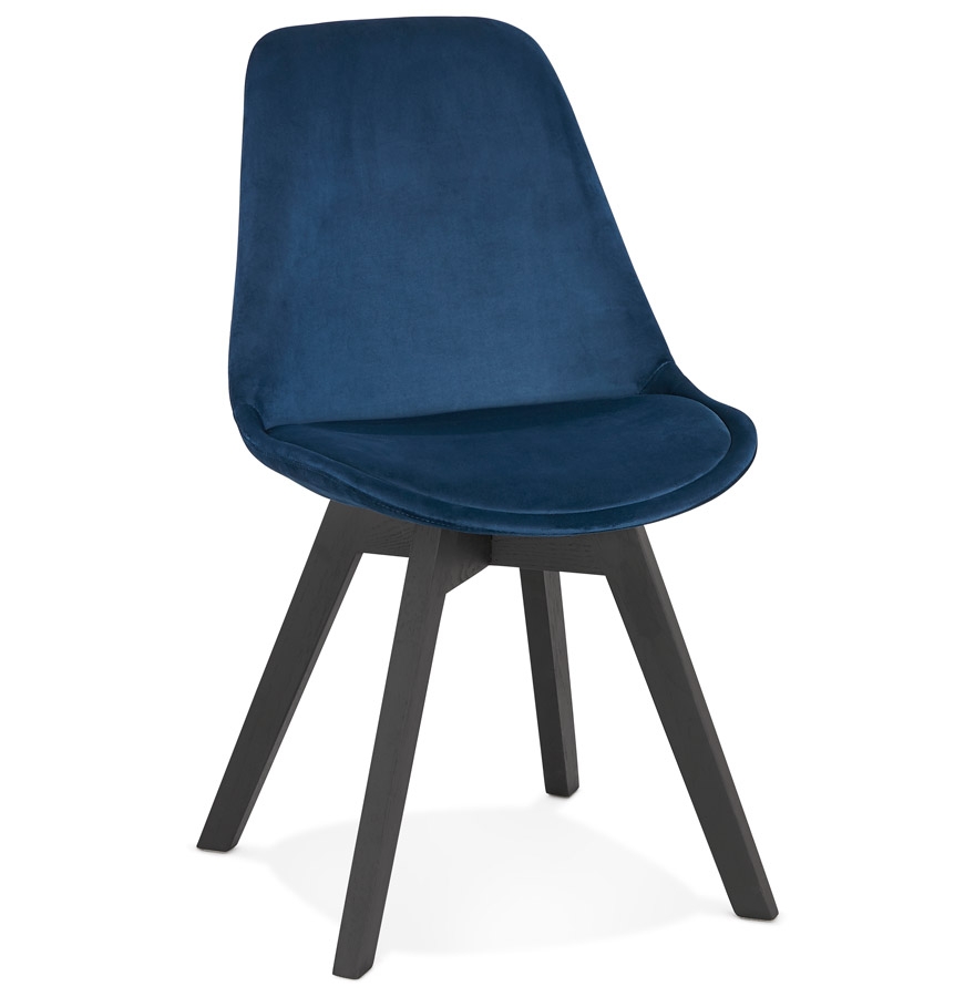 'JOE' blue velvet chair with black wooden frame