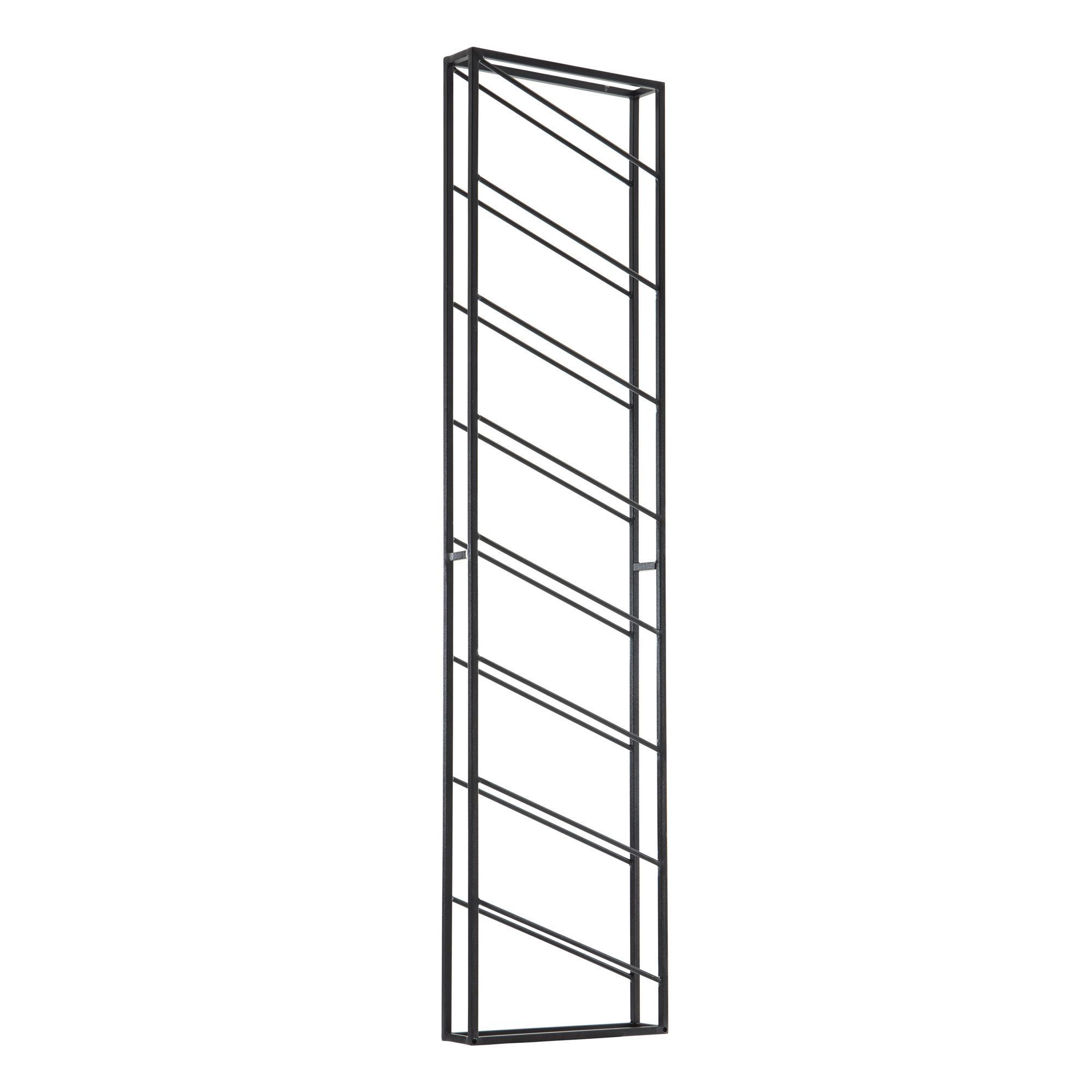 Rack wall metal black 36x150x8 cm large for 8 bottles