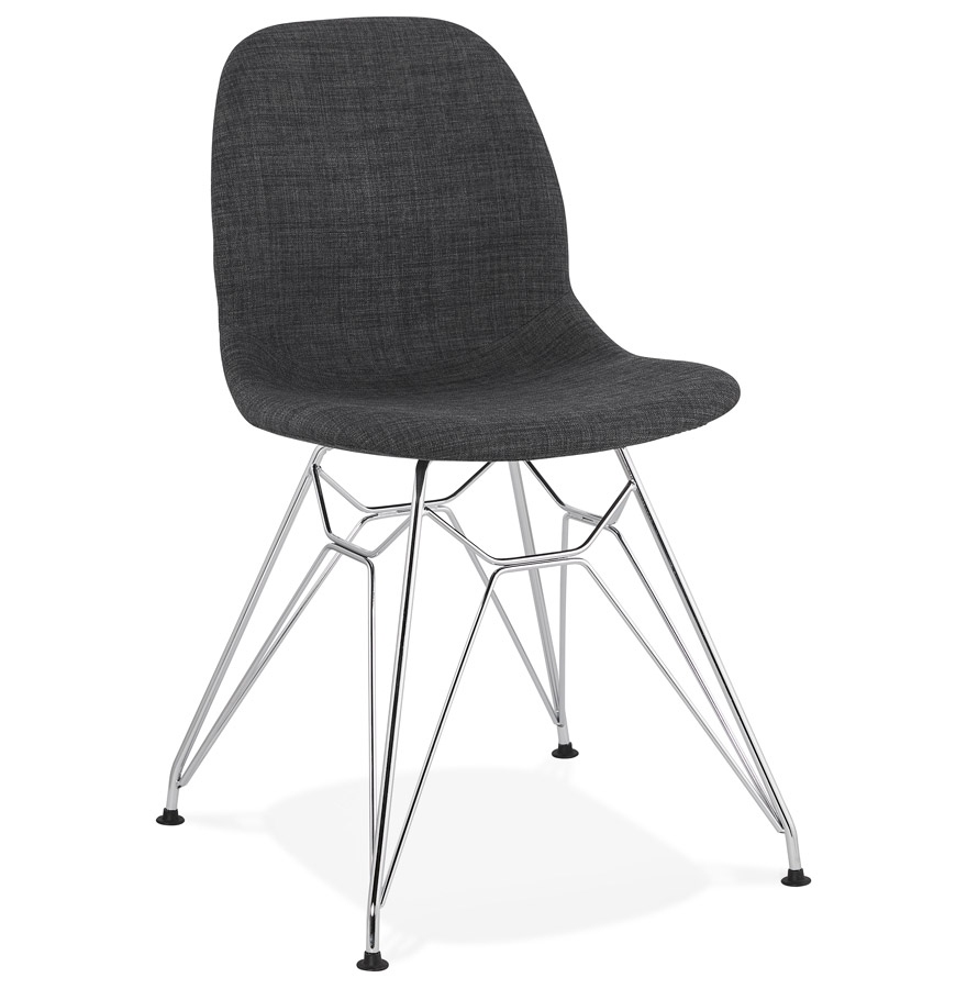 'DECLIK' dark grey design chair with chrome-plated metal legs