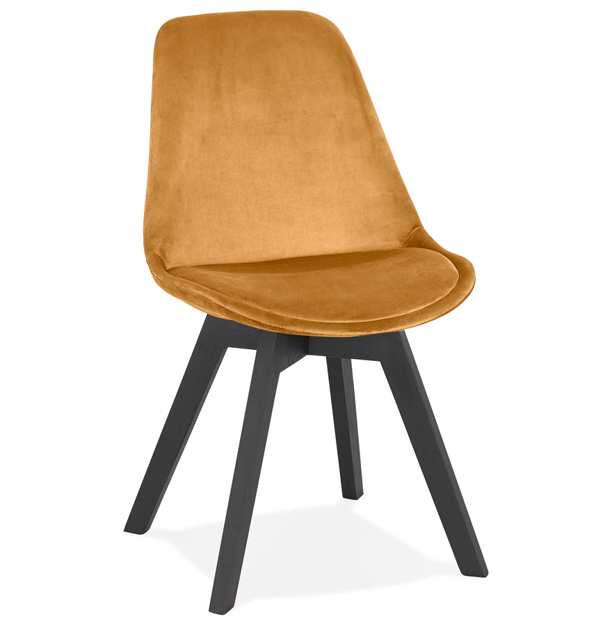 'JOE' mustard velvet chair with black wooden frame