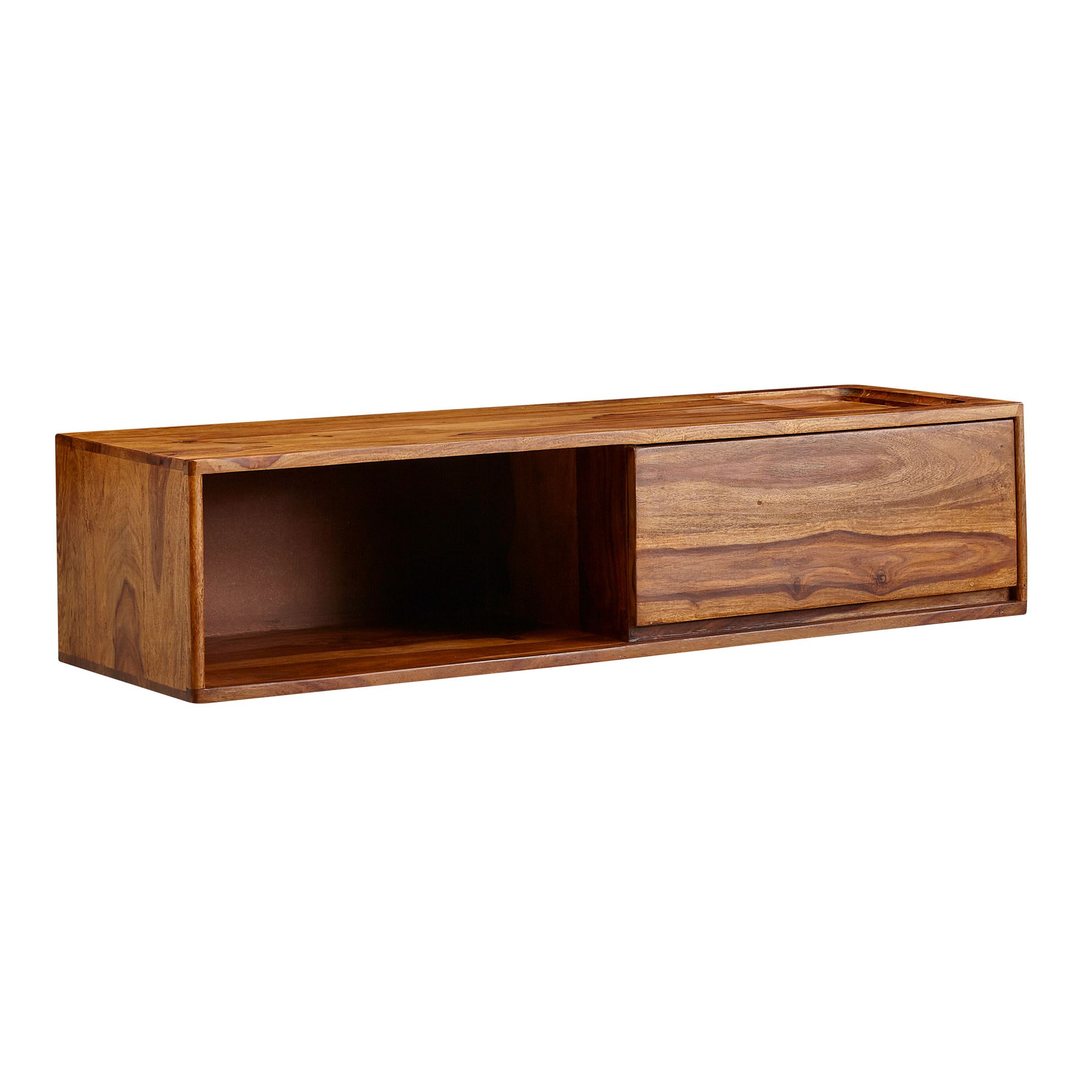 Lowboard hanging solid sheesham wood 108x25x34 cm tv cabinet brown