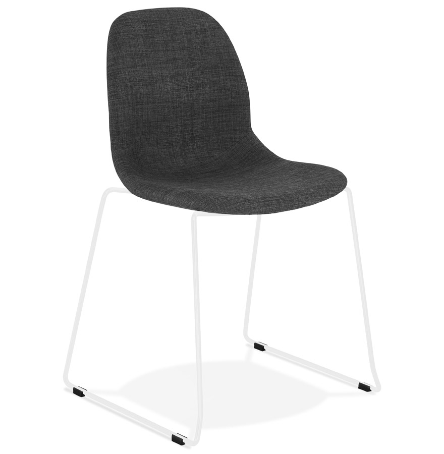 'DISTRIKT' designer chair in dark grey fabric with white metal legs