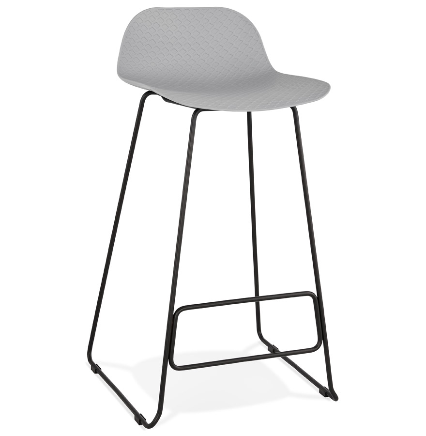 'BABYLOS' grey designer bar stool with black metal legs