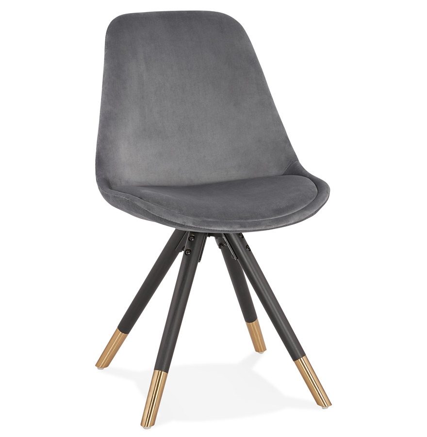 'HAMILTON' designer chair in grey velvet and black wooden legs