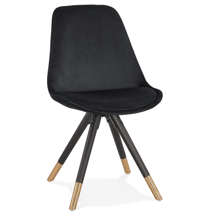 'HAMILTON' designer chair in black velvet and black wooden legs