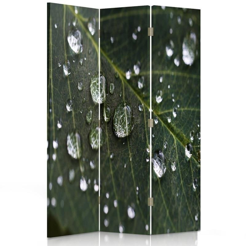 110 cm double-sided screen made of mdf and canvas with image of raindrops