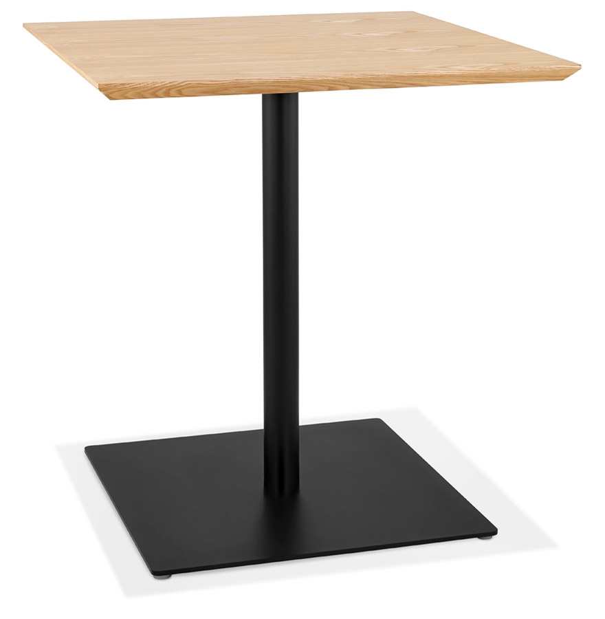 'SUMO' square table in natural finish wood and black metal - 70x70 cm