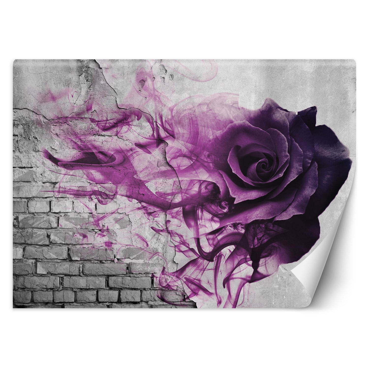 Classic wallpaper printed on canvas with glue finish in pink and purple color