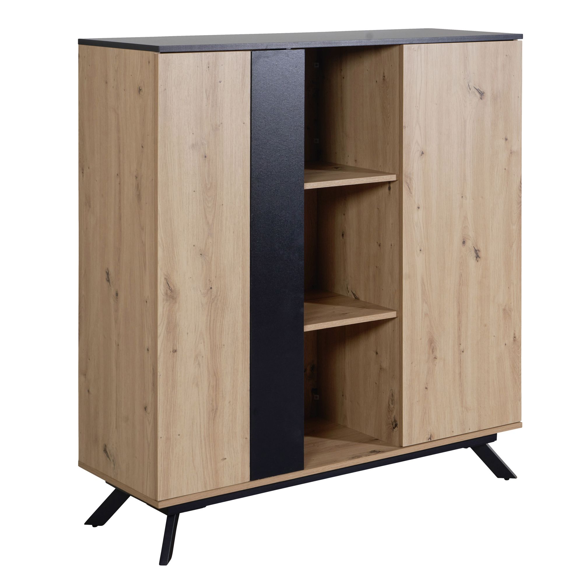 Highboard 110x125x40 cm mdf sideboard in oak decor / black