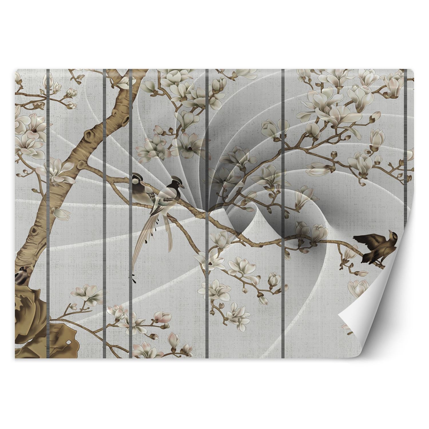 Classic wallpaper printed on canvas classic art birds with glue