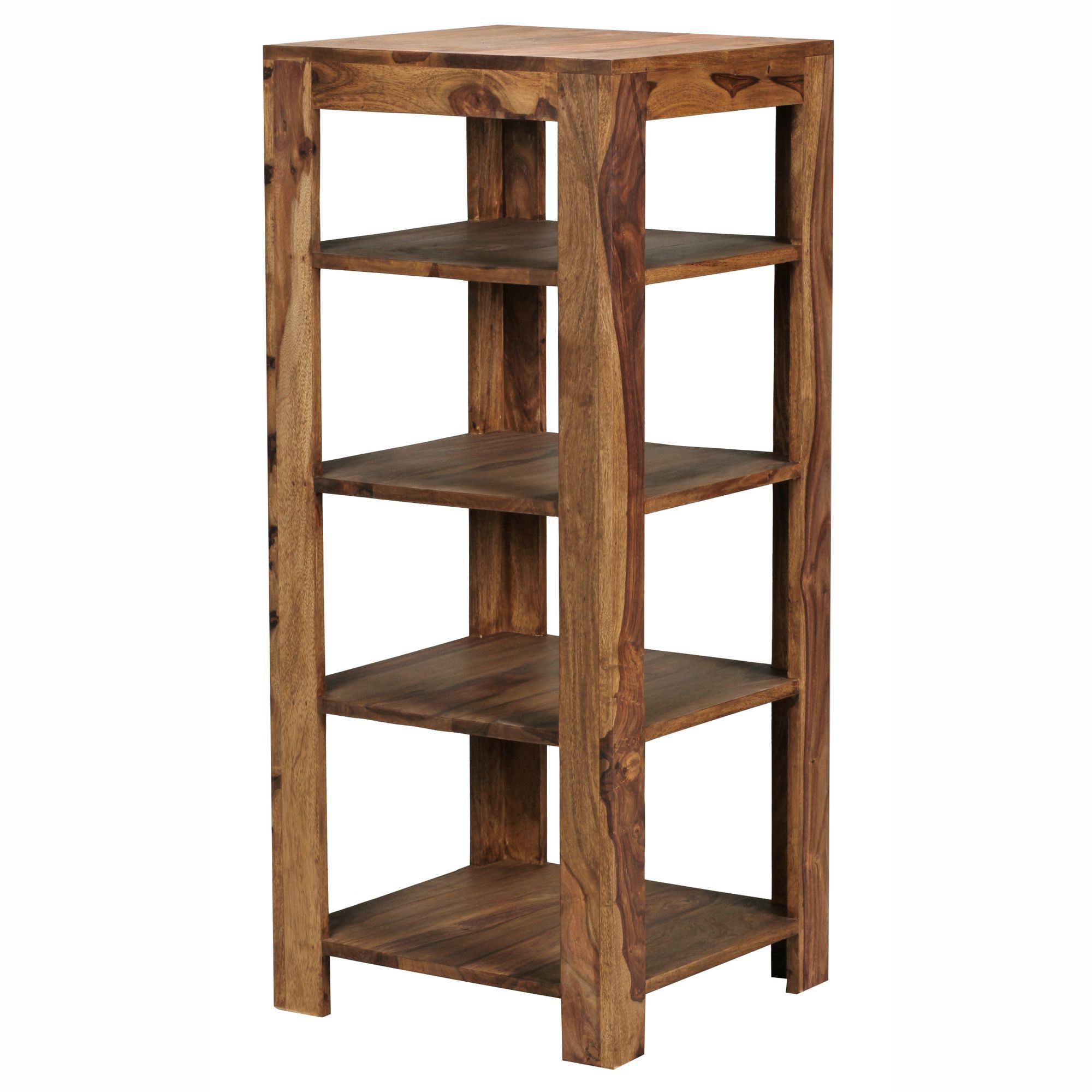 Free-standing shelf mumbai solid wood sheesham 105 cm living room shelf with 4 storage compartments design country-style side table