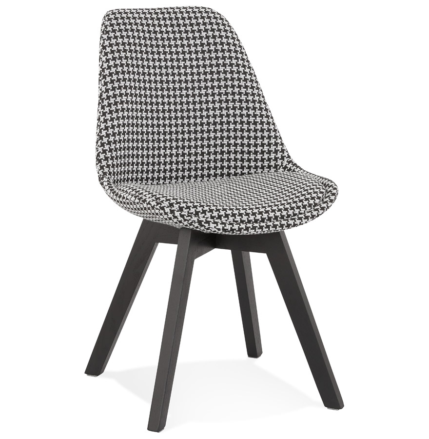 'JOE' houndstooth fabric chair with black wooden frame