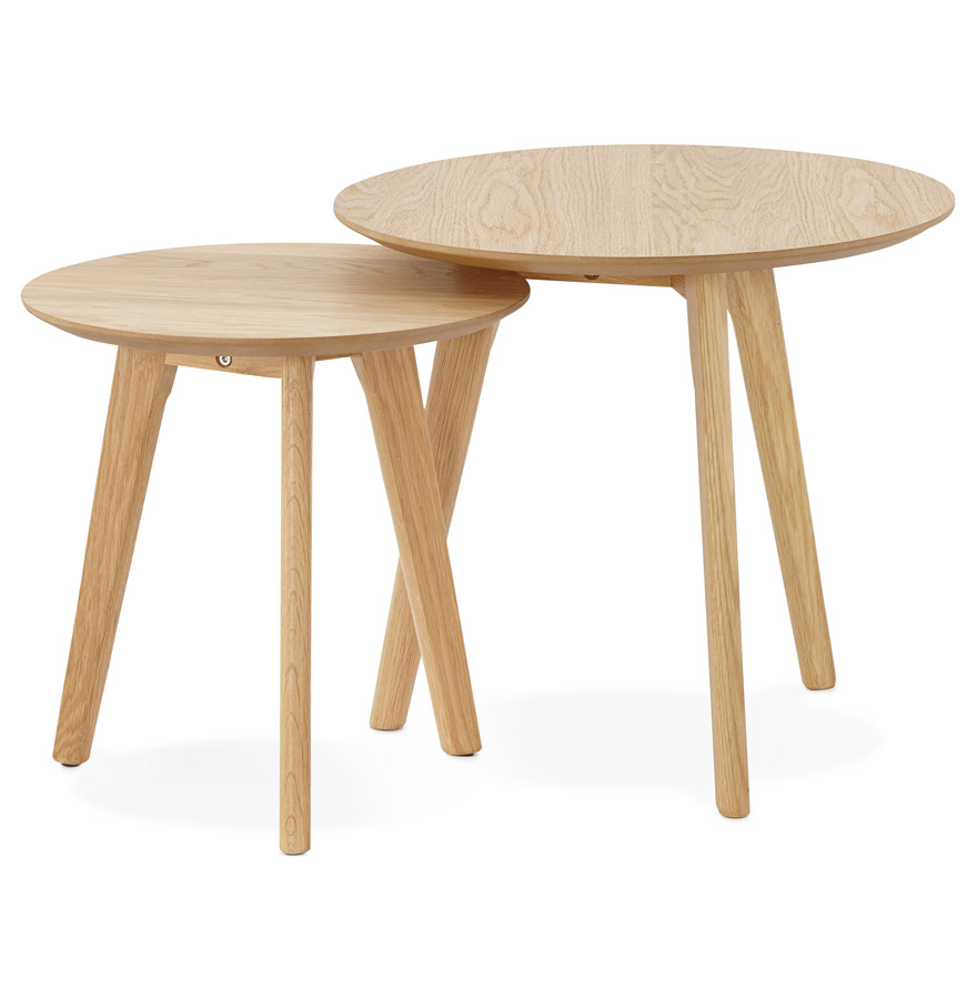 'GABY' round trunk tables in natural wood