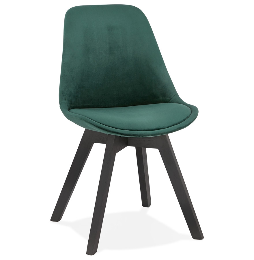 'JOE' green velvet chair with black wooden frame