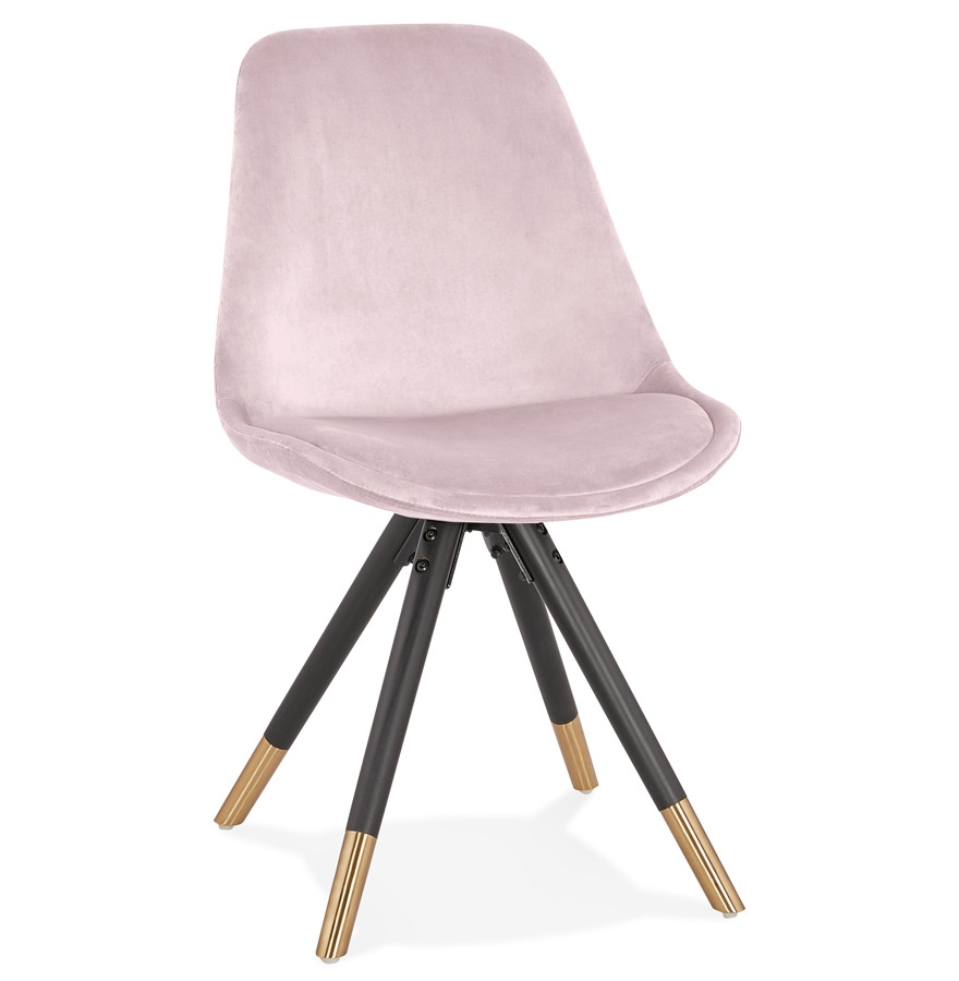 'HAMILTON' designer chair in pink velvet and black wooden legs