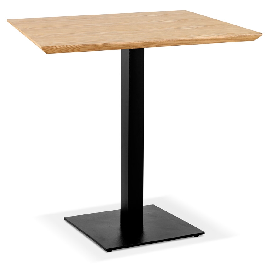 'REGIS' small square dining table in natural wood finish and black cast iron - 70x70 cm