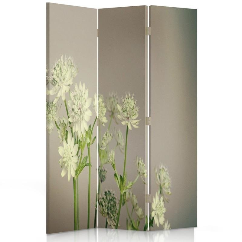 110 cm double-sided screen made of mdf and canvas with flower image