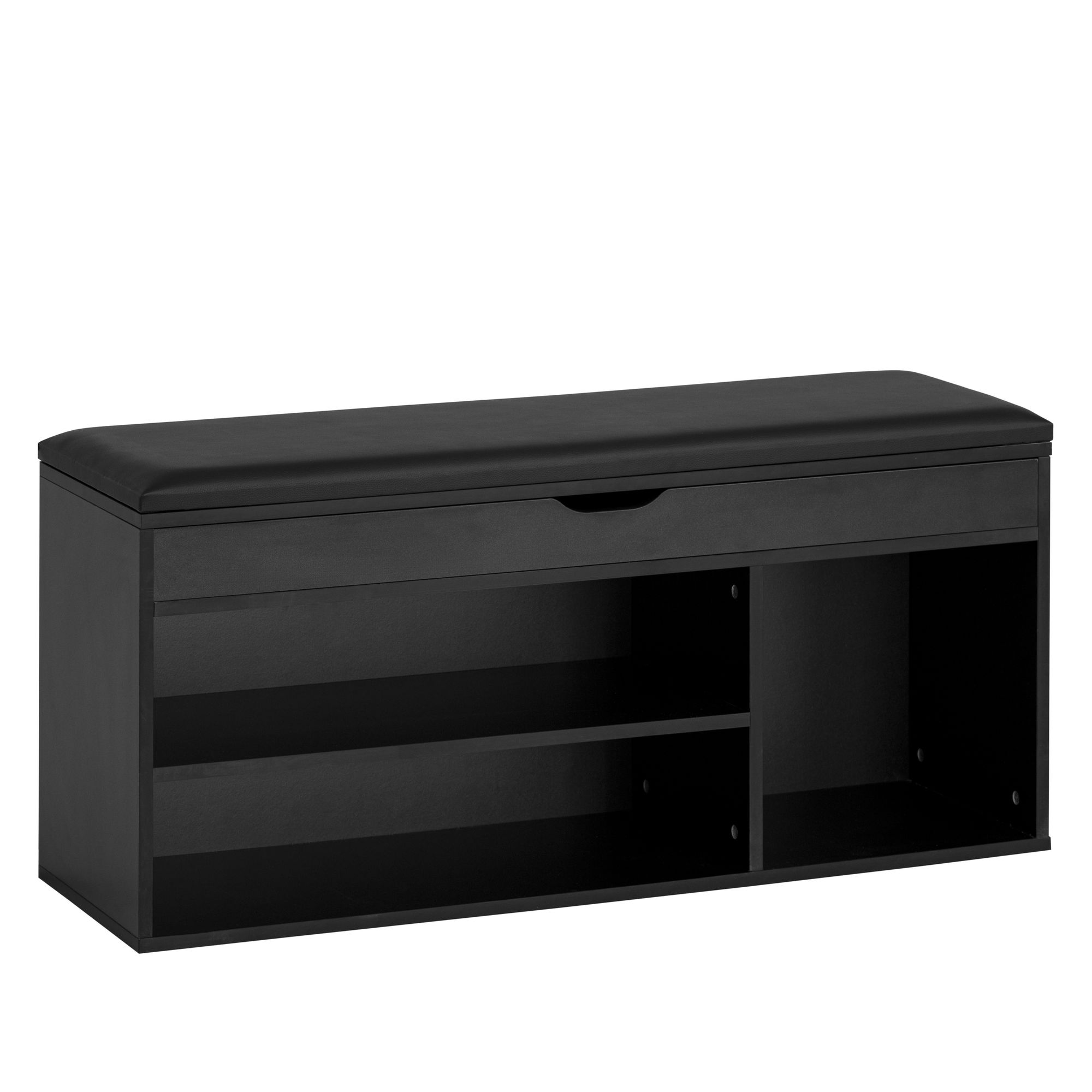 WOHNLING shoe bench 104 cm cloakroom bench bench synthetic leather corridor bench black