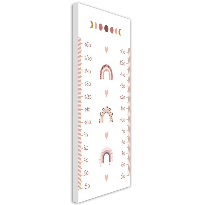 Frame with meter to measure the height of children of 40 cm made of mdf drawing of lunar phases