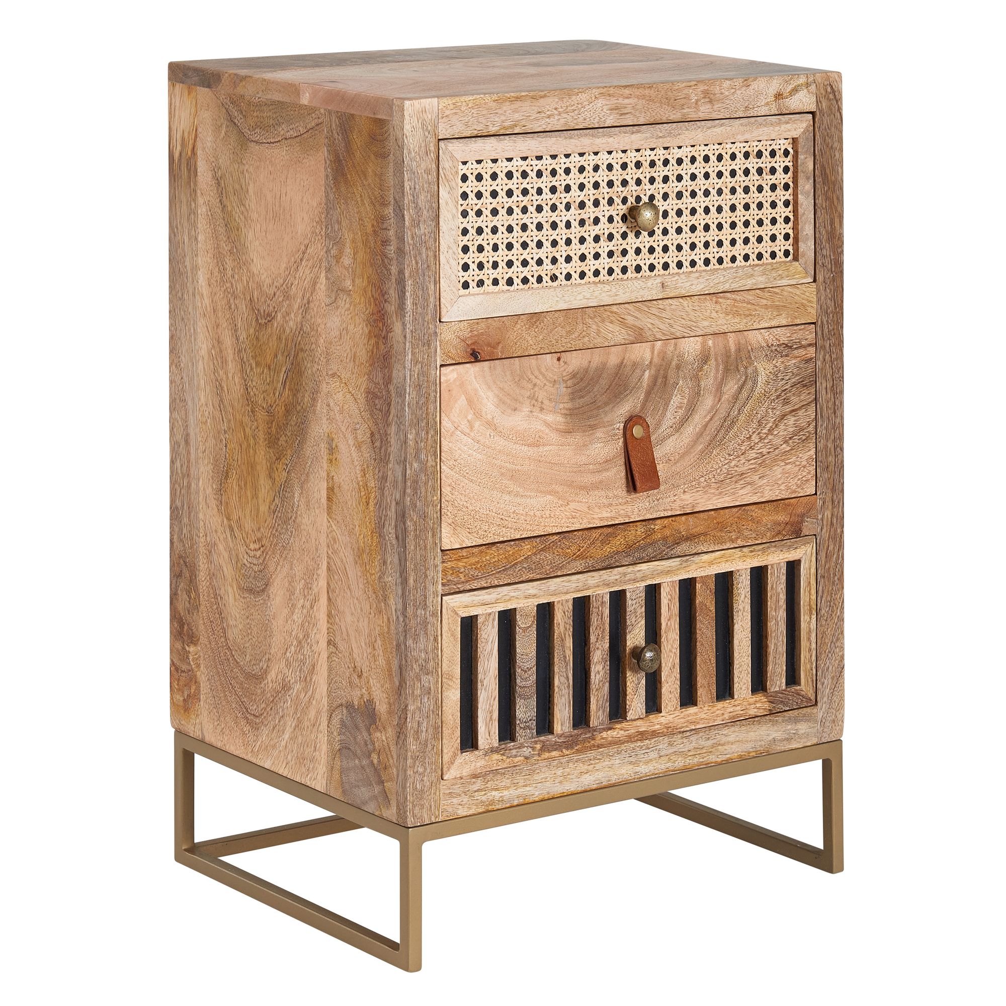 Bedside table mango solid wood / metal 40x60x30 cm bedside cabinet box spring bed