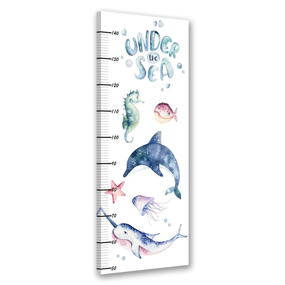 Frame with meter to measure the height of children of 40 cm made of mdf under the sea