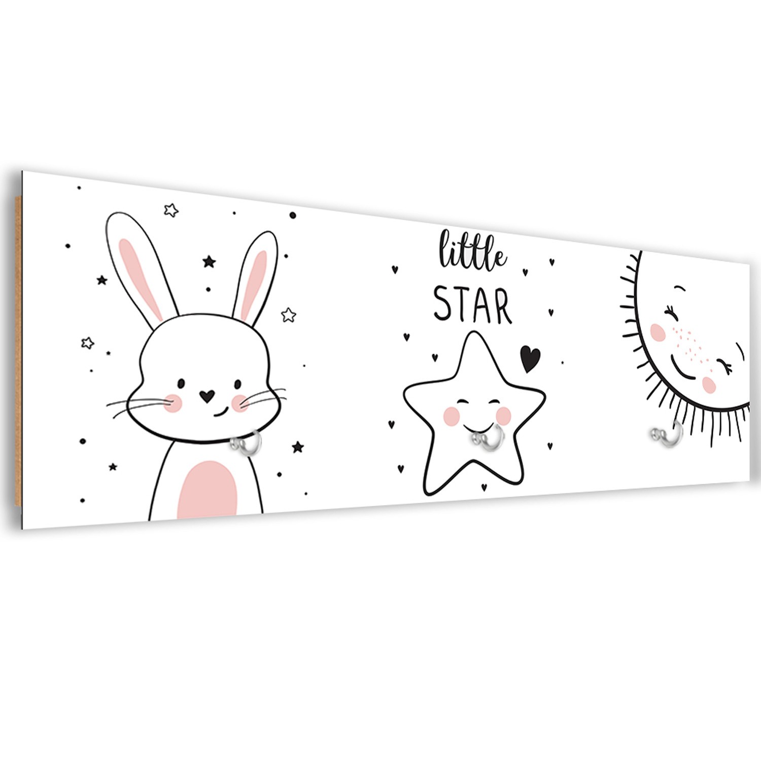 Coat rack in hdf panel and satin paper with children's drawing little star